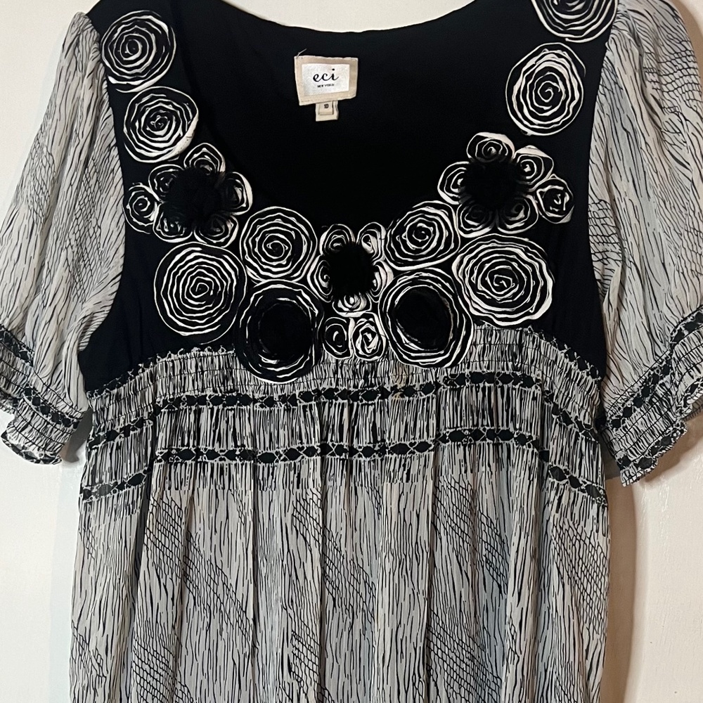 ECI Dressy Pullover Dress--with a High Waist and Short Balloon Sleeves
